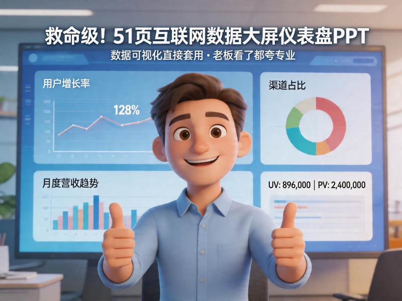 救命级！51 页互联网数据大屏仪表盘 PPT，数据可视化直接套用，老板看了都夸专业📊-惜玉资源分享教程