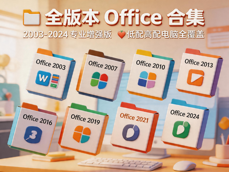 全版本 Office 合集｜2003-2024 专业增强版完整安装包，低配高配电脑全覆盖-惜玉资源分享教程