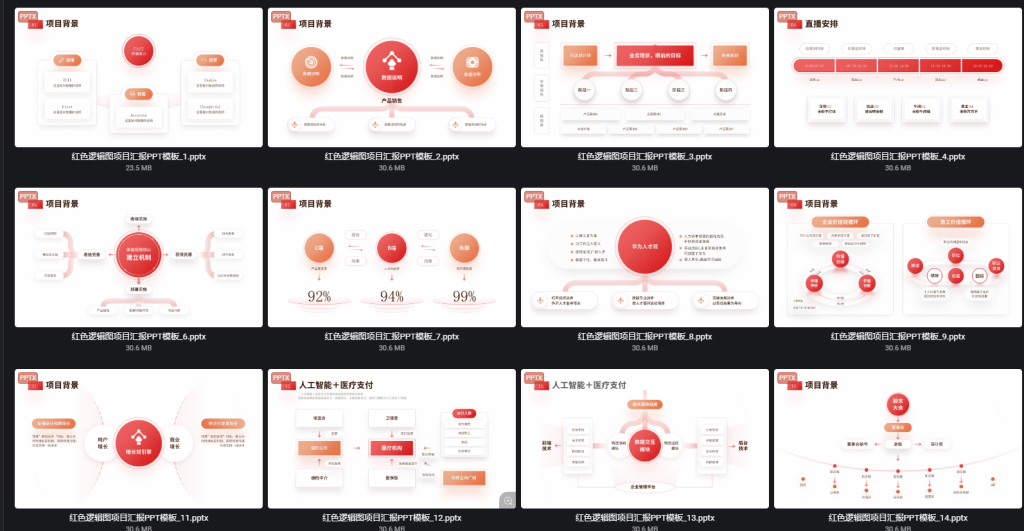 图片[1]-60 页红色逻辑图项目汇报 PPT 模板分享｜大气商务国风，职场项目总结直接套用-惜玉资源分享教程