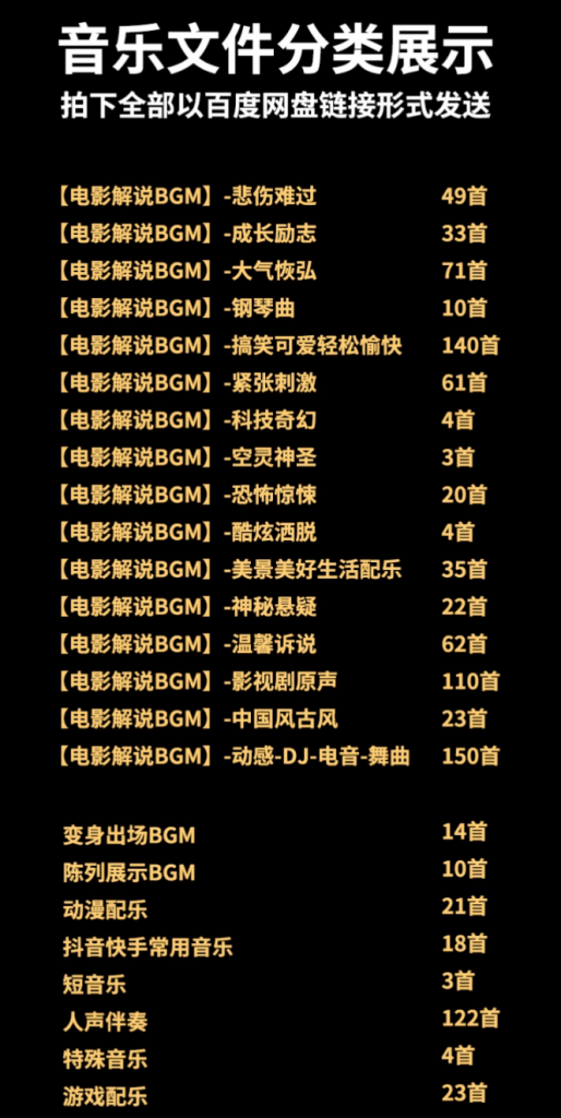 图片[3]-【热门背景音乐】1000+抖音快手电影解说背景音乐合集，BGM配乐轻音乐，全网大V都在用的素材-惜玉资源分享教程